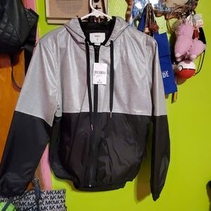FOREVER 21 windbreaker jacket black and silver